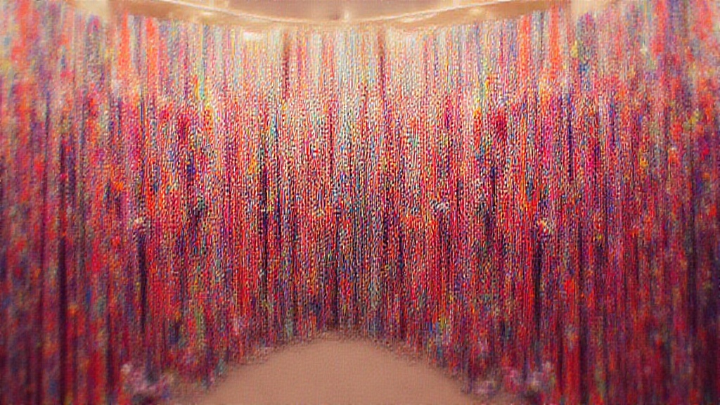 Colorful garments and fabrics on display in a boutique, with racks of clothing in various sizes.